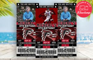 Editable Atlanta Falcons Birthday Ticket Invitation Instant Download