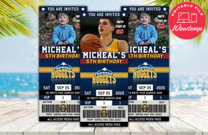 Denver Nuggets Ticket Birthday Editable Templates Instant Download
