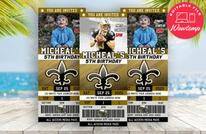 Editable New Orleans Saints Birthday Ticket Invitations Instant Download