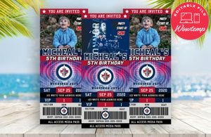 Editable Winnipeg Jets Birthday Ticket Invites Instant Download