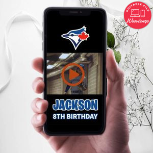 Toronto Blue Jays Birthday Video Invitation Digital Template Customizable Instant Download
