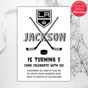 Printable Los Angeles Kings Birthday Invitations Instant Download