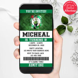 Boston Celtics Ticket Invite Birthday Invitations DIY