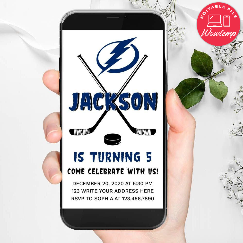 Electronic Tampa Bay Lightning Electronic Invite Birthday Flyer Template Instant Download