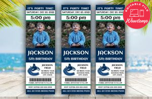 Vancouver Canucks Birthday Ticket With Photo Invitation Instant Download