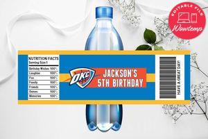 Printable Oklahoma City Thunder Water Bottle Labels Instant Download