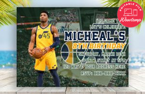 Editable Utah Jazz Digital Party Invitation Invite Instant Download