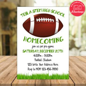 Homecoming Football Invitation Instant Download