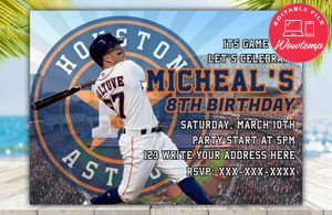 Editable Houston Astros Birthday Invitations Instant Download