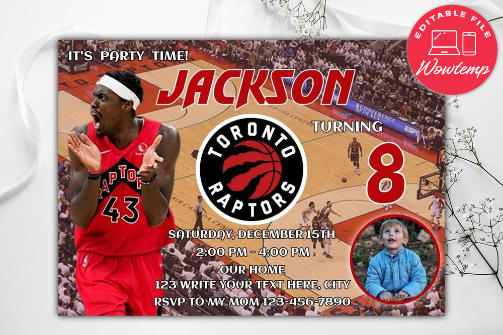 Toronto Raptors Birthday Flyer Template to Print at Home Instant Download