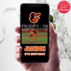 Baltimore Orioles Birthday Video Invitation Digital Template Customizable Instant Download
