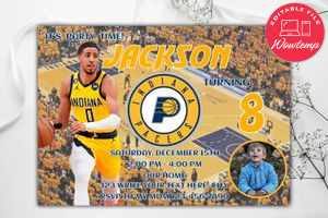 Indiana Pacers Birthday Invitation Template to Print at Home Instant Download