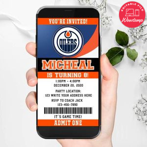 Electronic Edmonton Oilers Ticket Electronic Invite Birthday Invites Instant Download