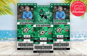 Dallas Stars Party Ticket Invitation Instant Download