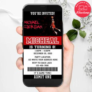 Electronic Michael Jordan Jordan Ticket Electronic Invite Birthday Invitations DIY