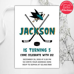 Printable San Jose Sharks Birthday Invitations Instant Download