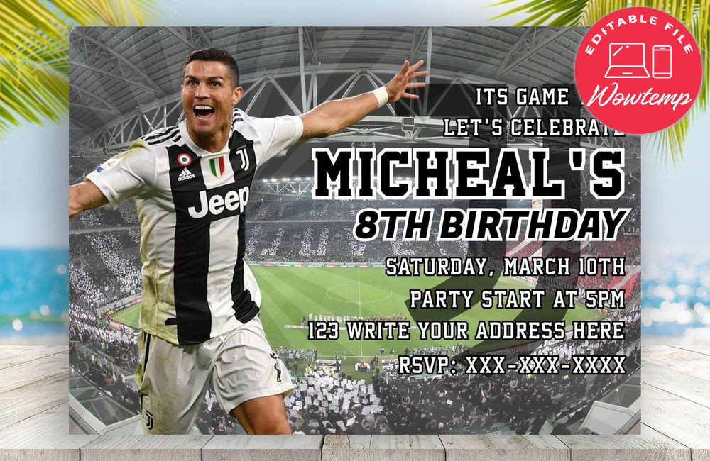 Editable Cristiano Ronaldo Juventus Birthday Flyer Instant Download