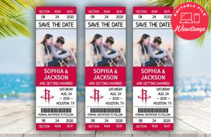 Houston Rockets Save The Date Wedding Engagement Announcement Ticket Invitation Instant Download