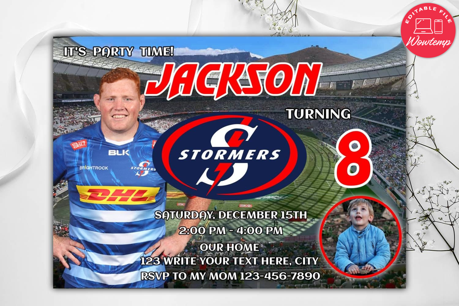 Stormers rugby invitation Instant Download | Wowtemp