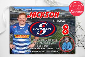 Stormers rugby invitation Template to Print at Home Instant Download