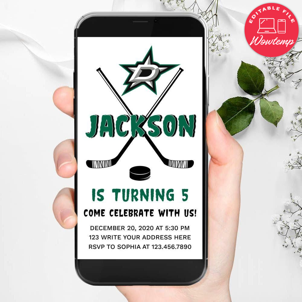 Electronic Dallas Stars Electronic Invite Birthday Flyer Template Instant Download