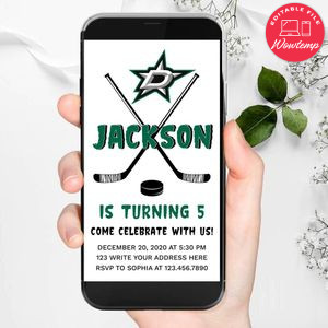 Electronic Dallas Stars Electronic Invite Birthday Flyer Template Instant Download