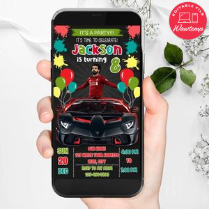 Mobile Mohamed Salah Liverpool Drive By Birthday Parade Electronic Invite Invitation Template Instant Download