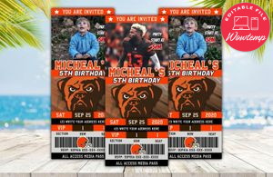 Editable Cleveland Browns Birthday Ticket Party Invitation Instant Download
