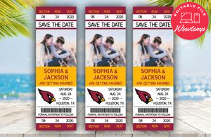 Arizona Cardinals Save The Date Wedding Engagement Announcement Ticket Invitation Instant Download
