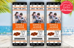 Editable Oklahoma State Cowboys Save The Date Wedding Engagement Announcement Ticket Invitation Instant Download