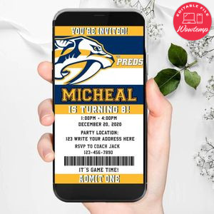 Electronic Nashville Predators Birthday Invitation Instant Download