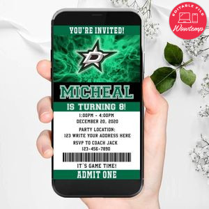 Electronic Dallas Stars Ticket Electronic Invite Birthday Invites Instant Download