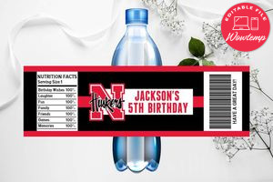 Printable Nebraska Cornhuskers Water Bottle Labels Instant Download