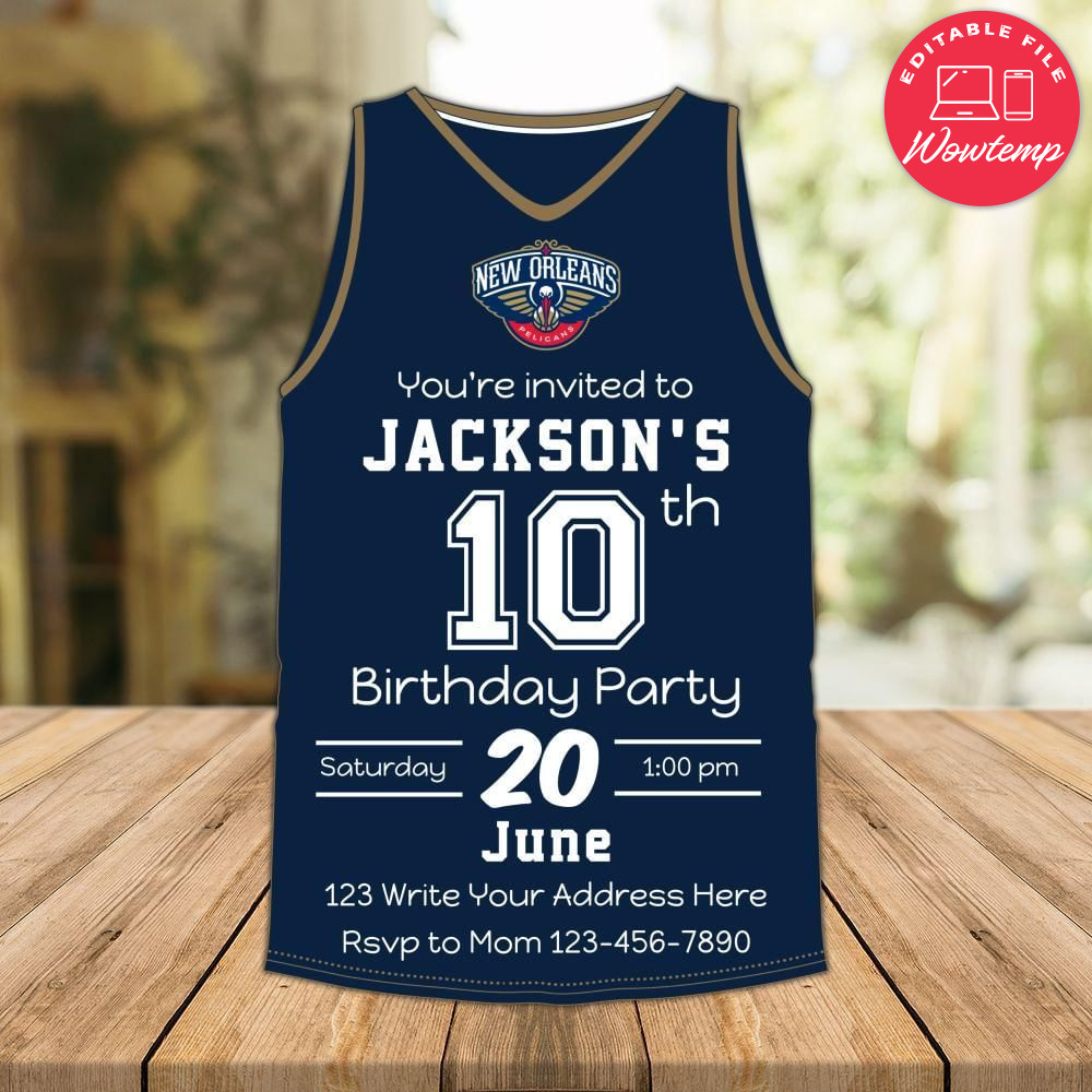 New Orleans Pelicans Jersey Birthday Flyer Instant Download