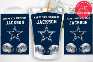 Printable Dallas Cowboys Birthday Capri Sun Juice Label Instant Download