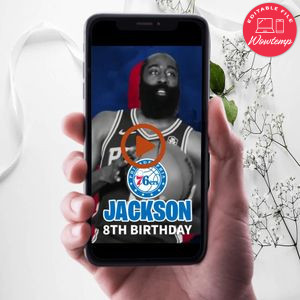 Philadelphia 76ers Birthday Video Invitation Digital Template Customizable Instant Download