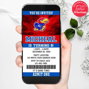 Electronic Kansas Jayhawks Ticket Electronic Invite Birthday Invites Instant Download