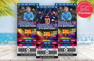 Lionel Messi Barcelona FC Party Ticket Invitations Digital Files