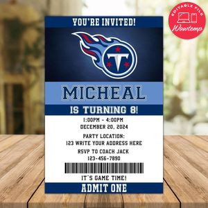 Tennessee Titans Birthday Invitation Instant Download