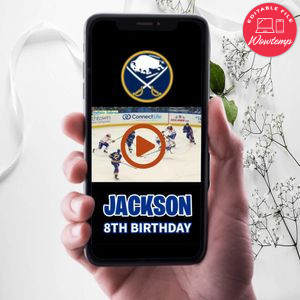 Buffalo Sabres Birthday Video Invitation Digital Template Customizable Instant Download