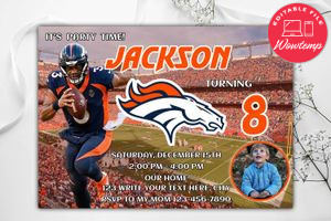 Denver Broncos Birthday Flyer Template to Print at Home Instant Download