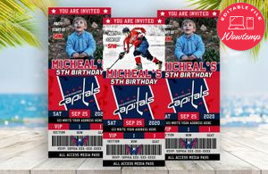 Washington Capitals Ticket Birthday Editable Templates Instant Download