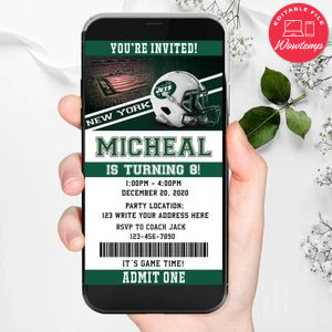 Electronic New York Jets Birthday Invitation Instant Download