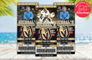 Editable Vegas Golden Knights Birthday Ticket Invitations Instant Download