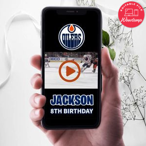 Edmonton Oilers Birthday Video Invitation Digital Template Customizable Instant Download