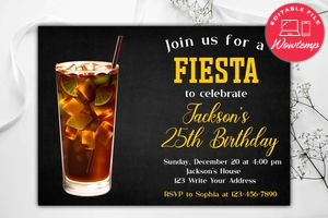 Printable Margarita Fiesta Birthday Party Invitation Instant Download