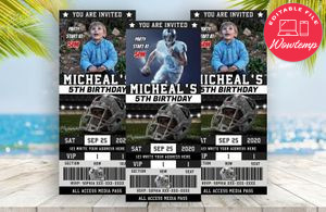 Editable Oakland Raiders Birthday Ticket Invitations Instant Download