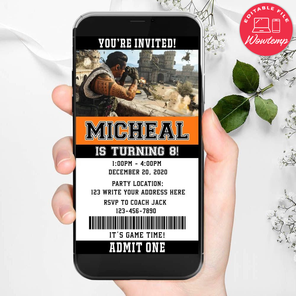 Electronic Call Of Duty Warzone Electronic Invite Birthday Flyer DIY