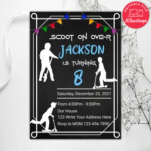 Scooter Birthday Invitation Instant Download