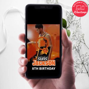 Phoenix Suns Birthday Video Invitation Digital Template Customizable Instant Download